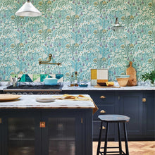 Flower Meadow Celeste Turquoise V&A Decorative Papers II Wallpaper by 1838 Wallcoverings