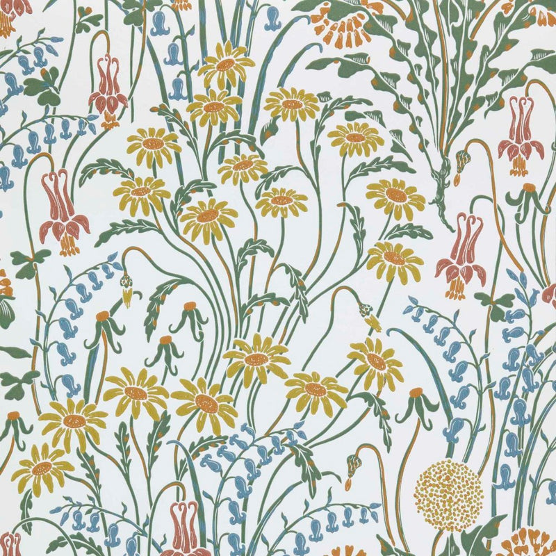 Flower Meadow Spring White V&A Decorative Papers II Wallpaper by 1838 Wallcoverings