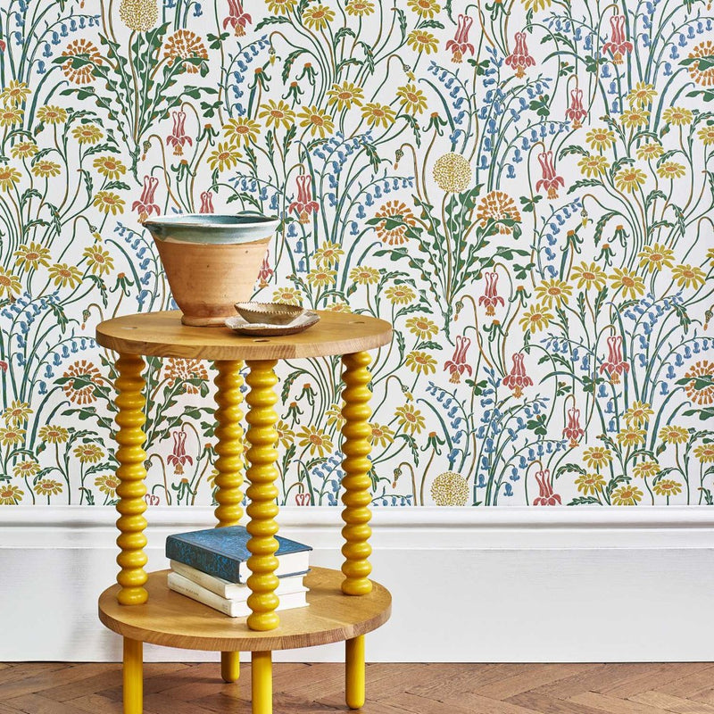 Flower Meadow Spring White V&A Decorative Papers II Wallpaper by 1838 Wallcoverings