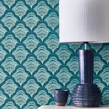 Calico Shell Aqua V&A Decorative Papers II Wallpaper by 1838 Wallcoverings