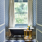 Calico Shell Cobalt Blue V&A Decorative Papers II Wallpaper by 1838 Wallcoverings