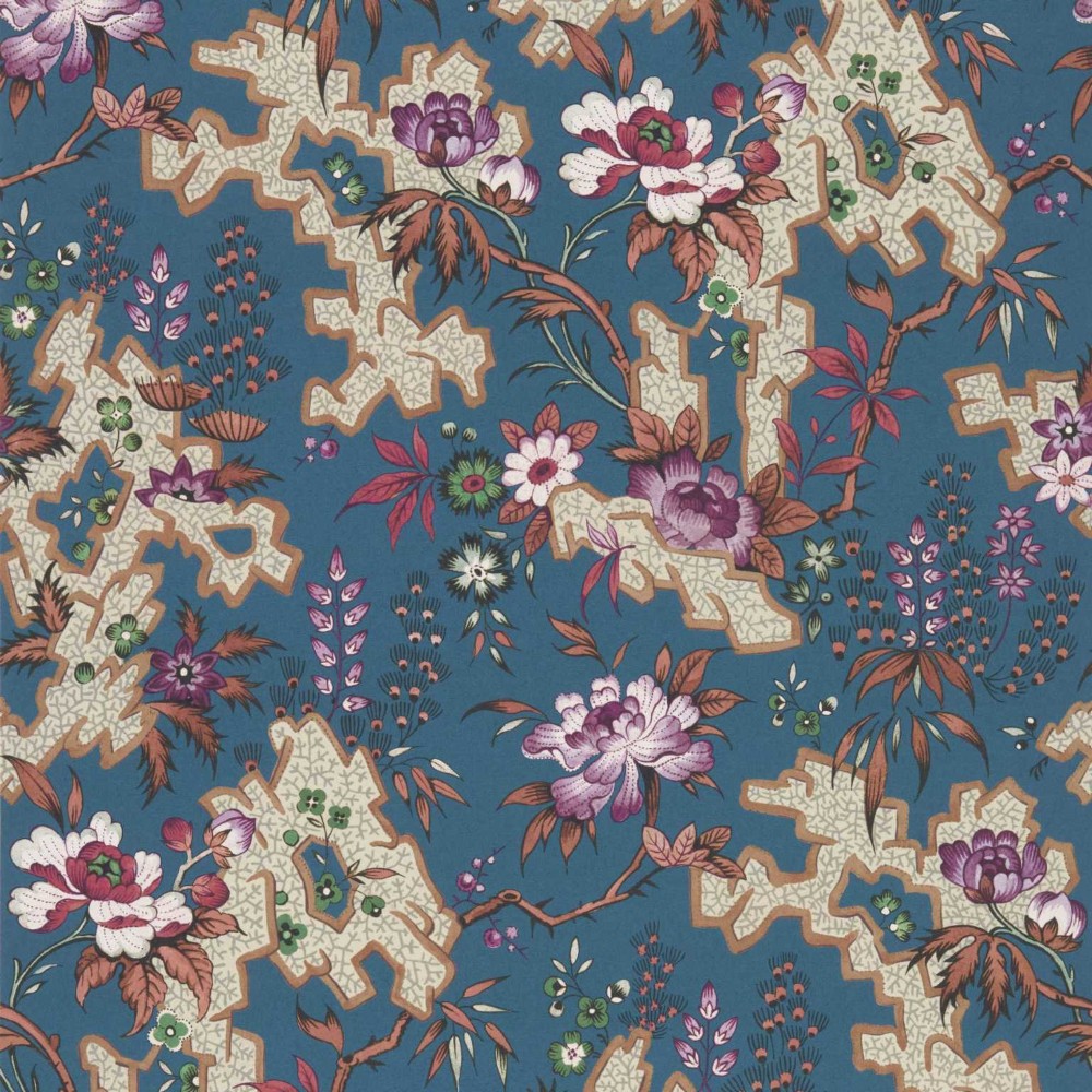 Kilburn's Maze Prussian Blue V&A Decorative Papers II Wallpaper by 1838 Wallcoverings