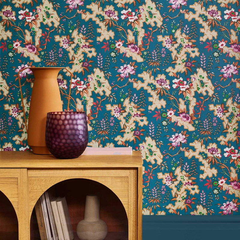 Kilburn's Maze Prussian Blue V&A Decorative Papers II Wallpaper by 1838 Wallcoverings