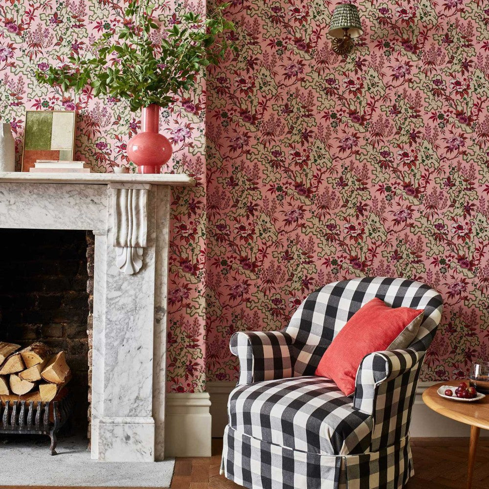 Kilburn's Maze Blush Pink V&A Decorative Papers II Wallpaper by 1838 Wallcoverings