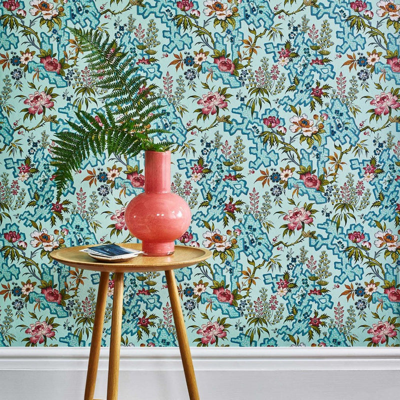 Kilburn's Maze Celeste Turquoise V&A Decorative Papers II Wallpaper by 1838 Wallcoverings