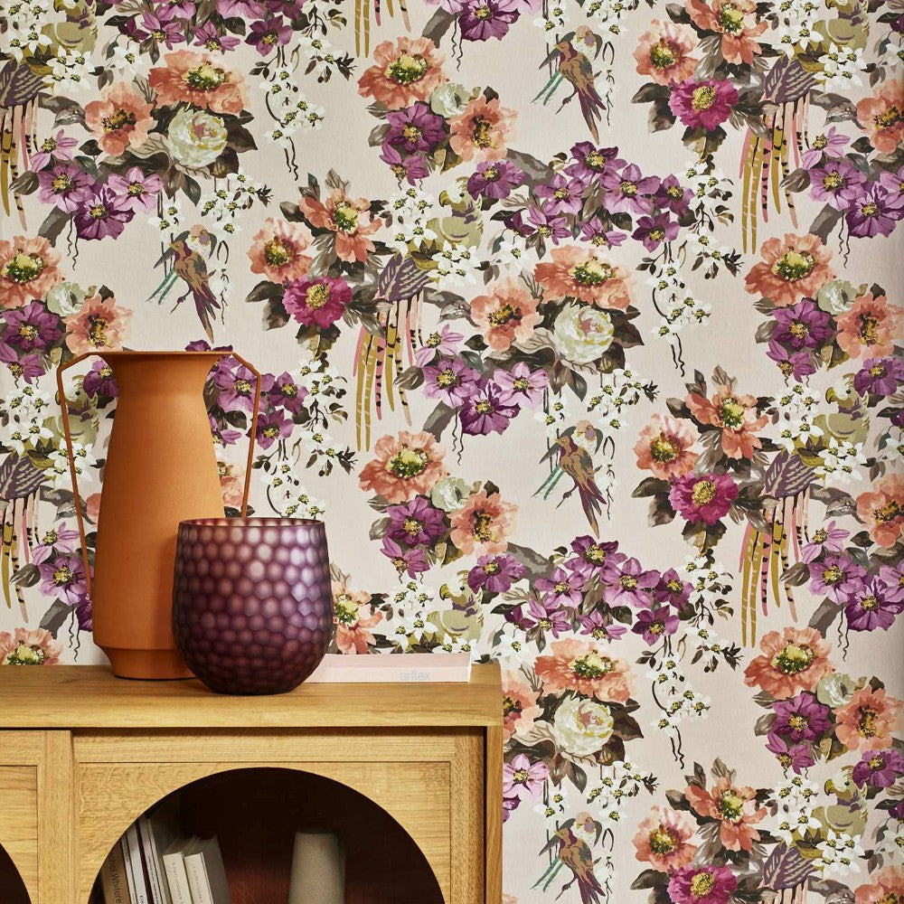 Floral Serenade Apricot V&A Decorative Papers II Wallpaper by 1838 Wallcoverings