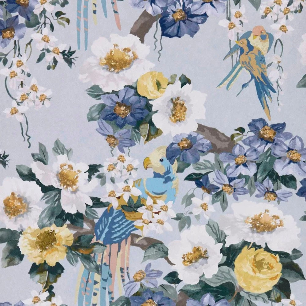 Floral Serenade Sky Blue V&A Decorative Papers II Wallpaper by 1838 Wallcoverings