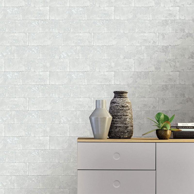 248678 Portfolio Metallic Brick Wallpaper by Rasch