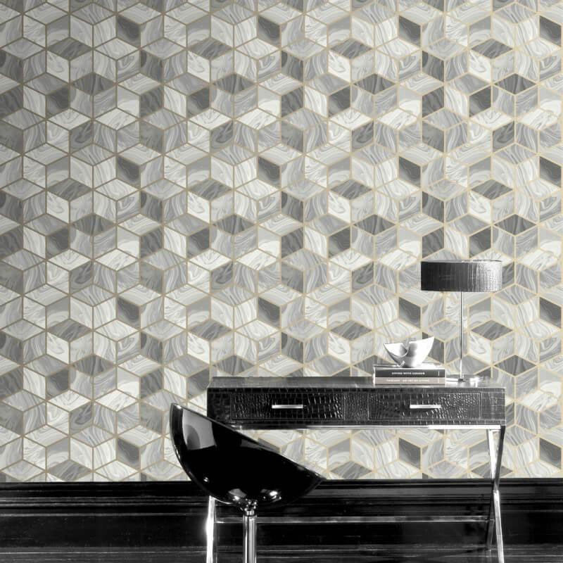 248975 Portfolio Marble Cube Wallpaper by Rasch