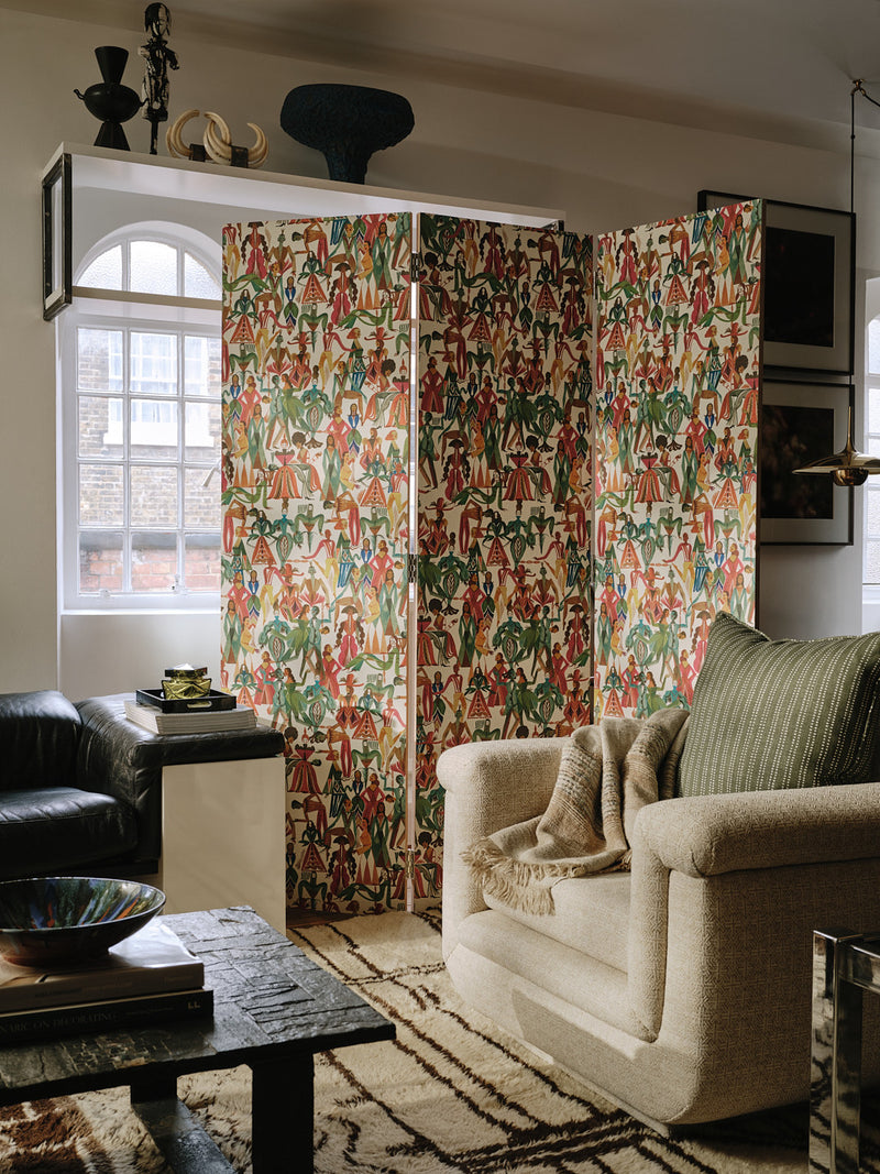 Dancing Parade wallpaper by Christopher Farr Cloth in a room setting