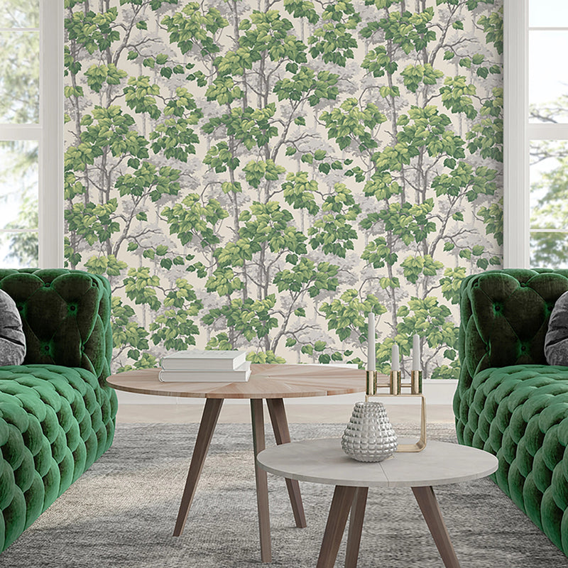 2500 Rivington Tree White Green Wallpaper by Belgravia