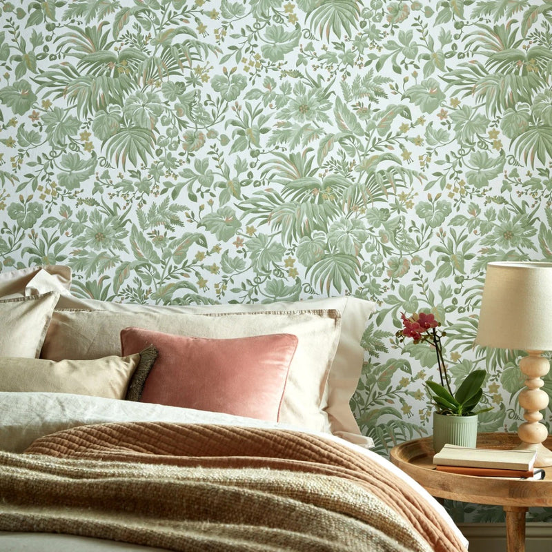 Palmette Sage Green V&A Decorative Papers III Wallpaper by 1838 Wallcoverings