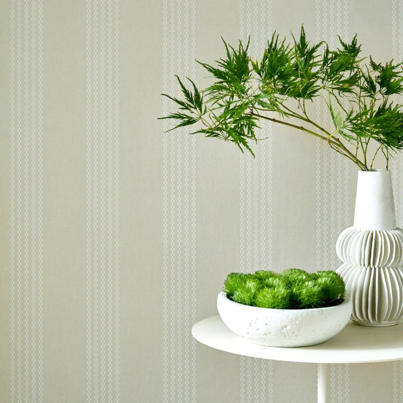 Silk Stripe Natural V&A Decorative Papers III Wallpaper by 1838 Wallcoverings