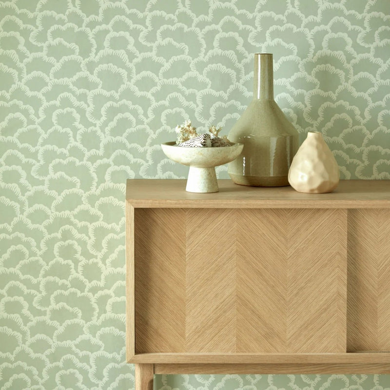 Stratus Sage Green V&A Decorative Papers III Wallpaper by 1838 Wallcoverings