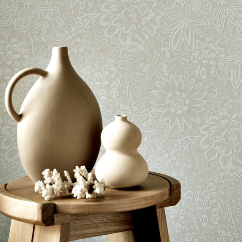 Peony Garden Ivory V&A Decorative Papers III Wallpaper by 1838 Wallcoverings