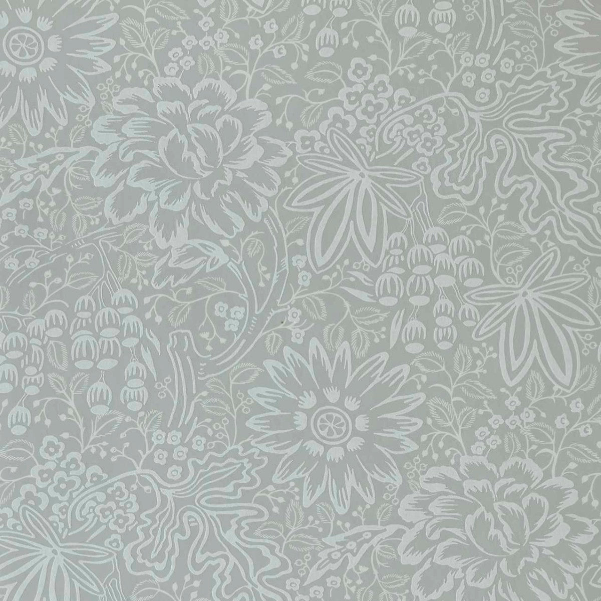 Peony Garden Pewter Grey V&A Decorative Papers III Wallpaper by 1838 Wallcoverings