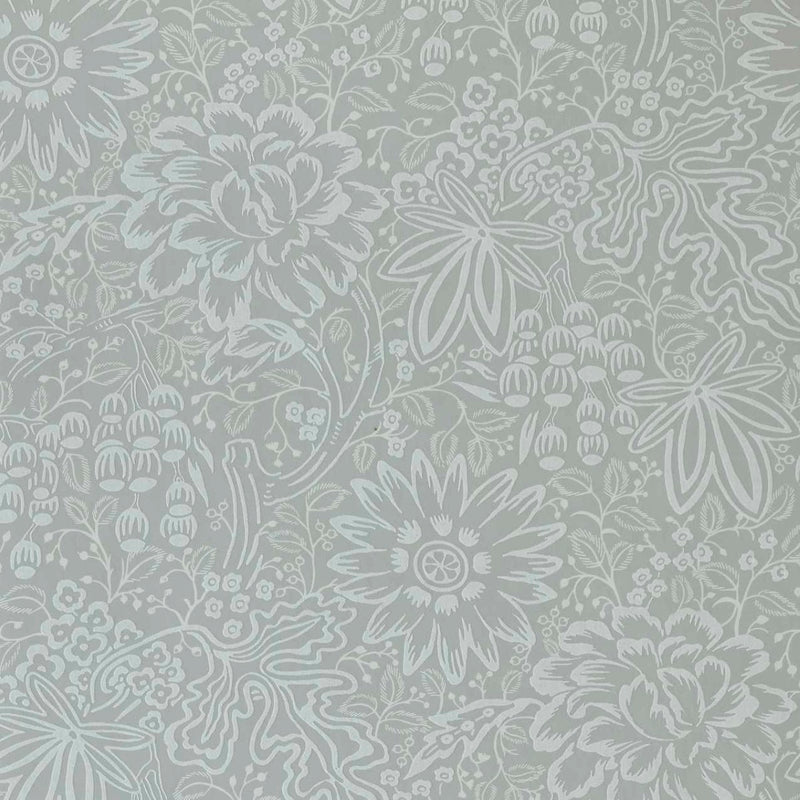Peony Garden Pewter Grey V&A Decorative Papers III Wallpaper by 1838 Wallcoverings