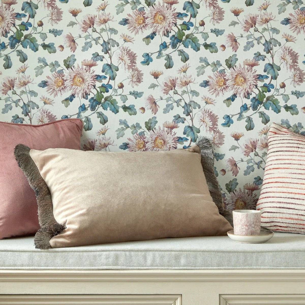 Charlotte Blush Pink V&A Decorative Papers III Wallpaper by 1838 Wallcoverings