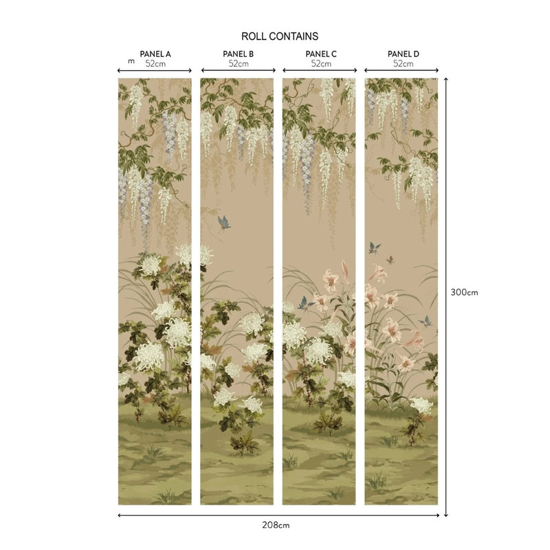 Wisteria Bloom Alabaster V&A Decorative Papers III Mural by 1838 Wallcoverings