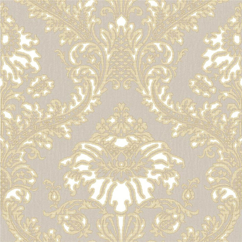 25732 Damasco Superior Cottage Chic Beige and Gold Wallpaper By Galerie