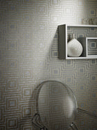 267002 Modena Geometric Silver Wallpaper by Arthouse
