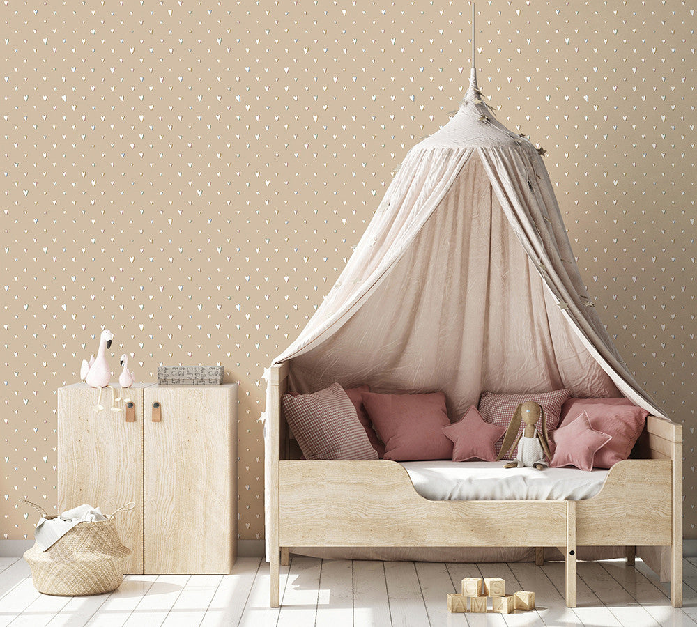 26820 Beige Hearts Great Kids Wallpaper By Hohenberger