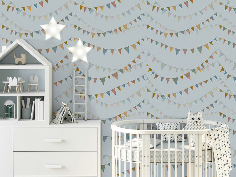 26824 Light Blue Garland Great Kids Wallpaper By Hohenberger