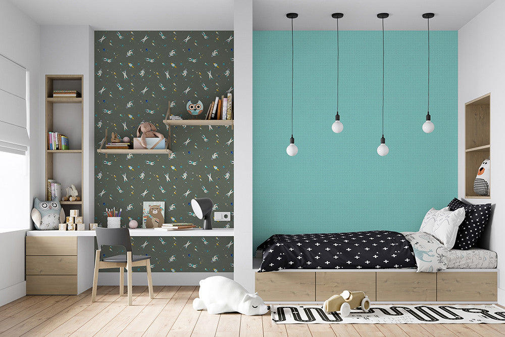 26832 Dark Green Super Space Great Kids Wallpaper By Hohenberger