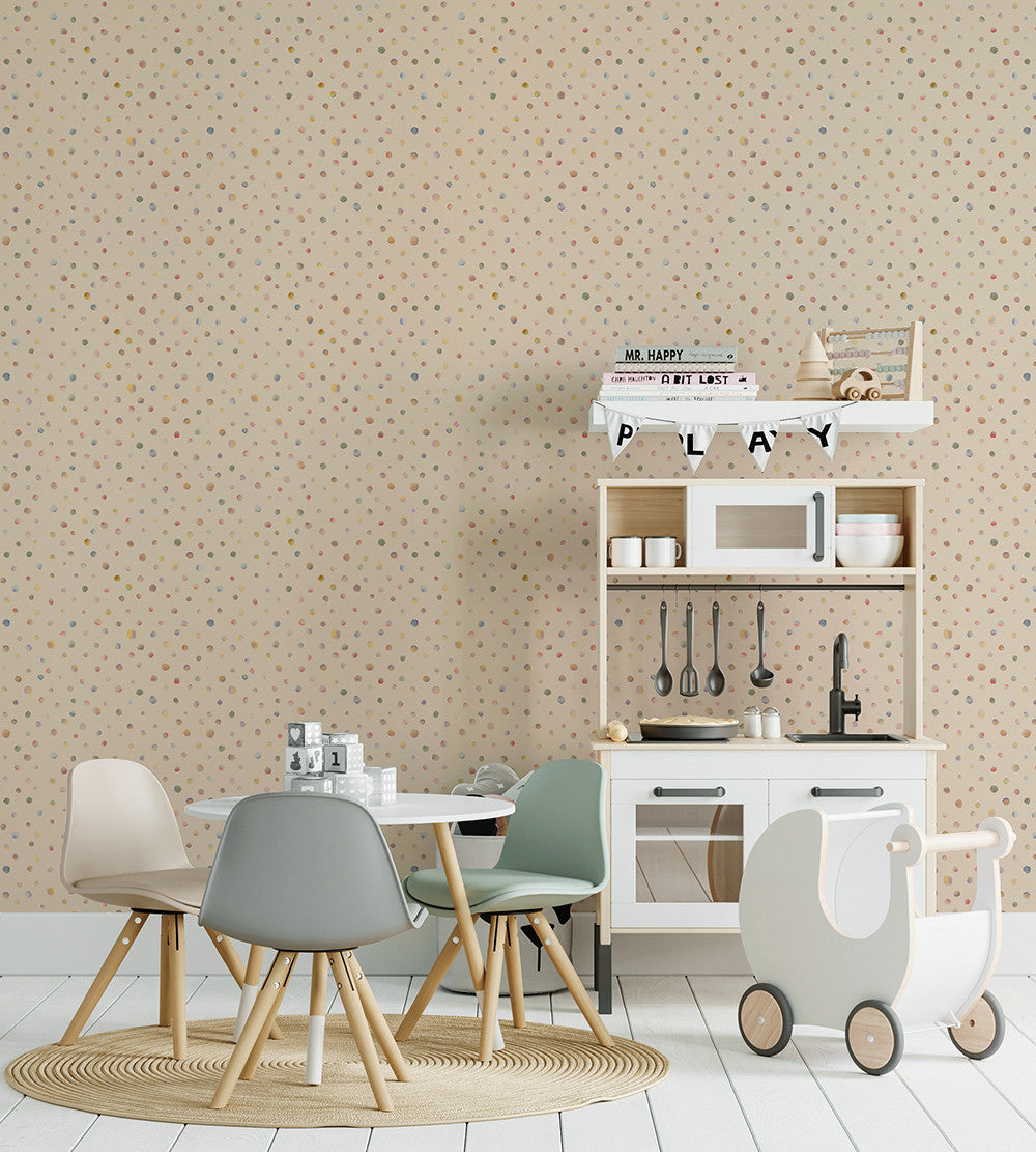 26838 Beige Watercolor Dots Great Kids Wallpaper By Hohenberger