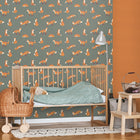 26841 Dark Green Friendly Foxes Great Kids Wallpaper By Hohenberger