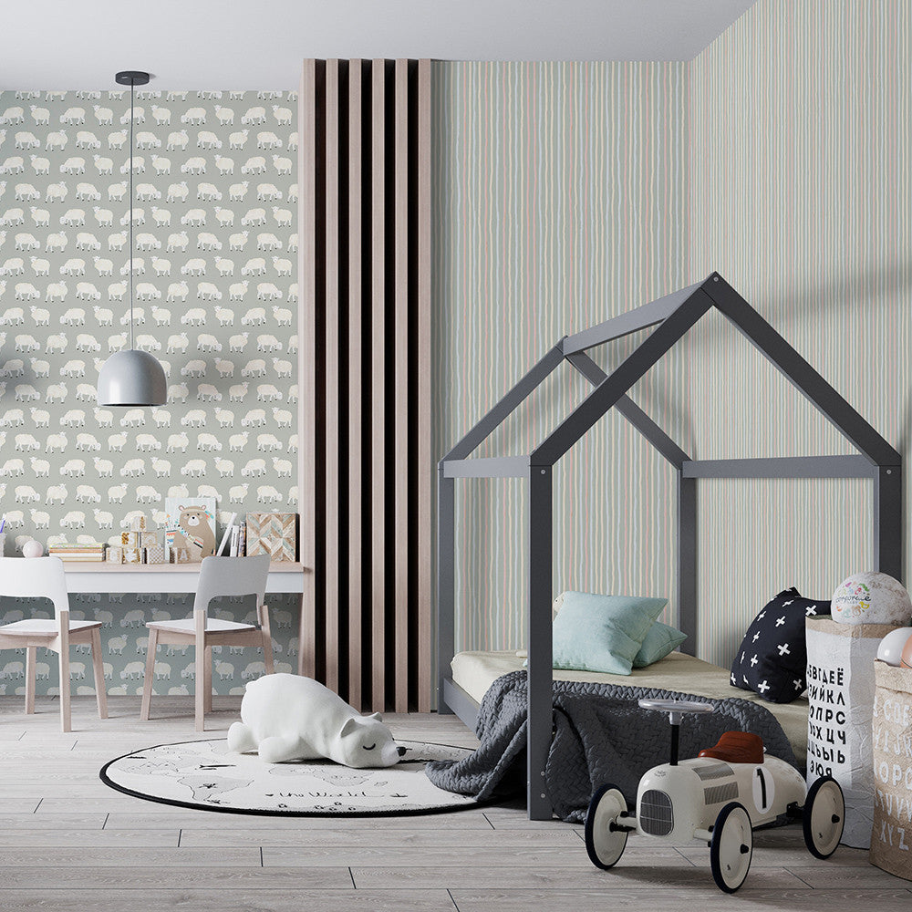26845 Sage Stripes Great Kids Wallpaper By Hohenberger