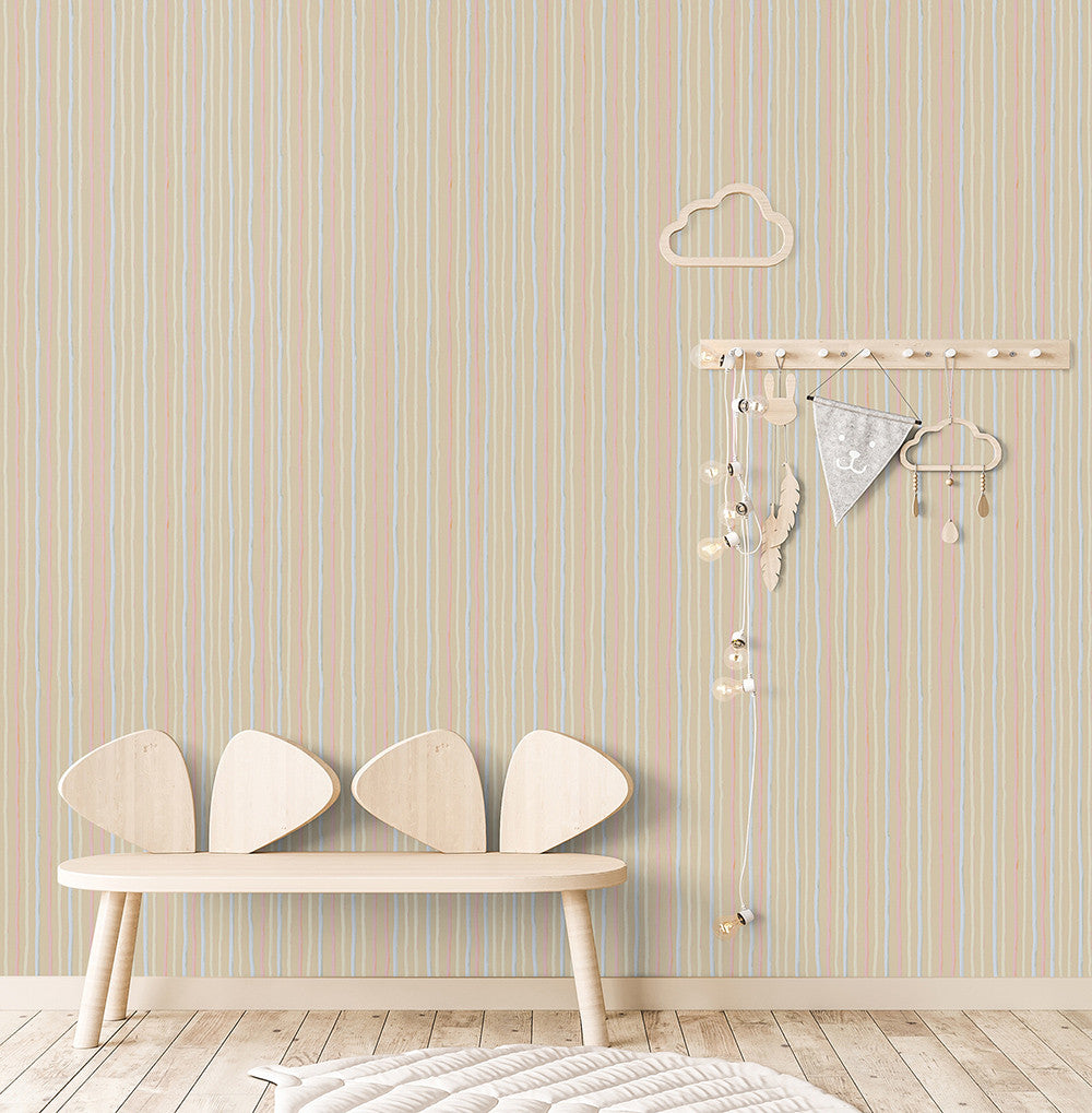 26849 Beige Stripes Great Kids Wallpaper By Hohenberger