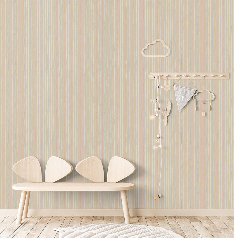 26849 Beige Stripes Great Kids Wallpaper By Hohenberger