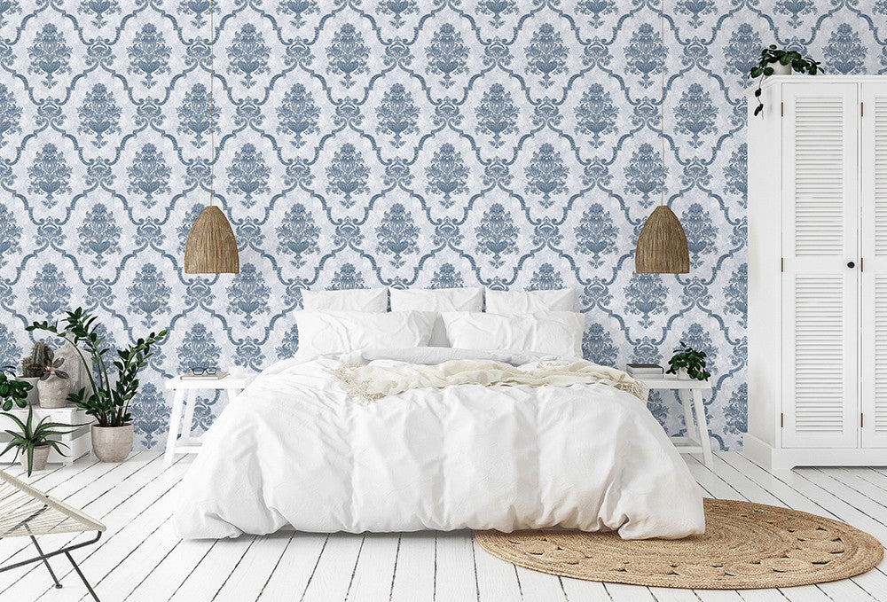 26859 Porto Chalky Blue Azulejo Wallpaper By Hohenberger