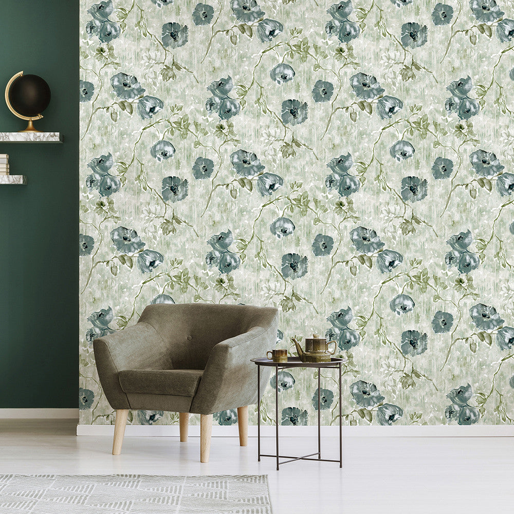 26917 Petunia Steel Blue Sage Julie Feels Home Wallpaper By Hohenberger