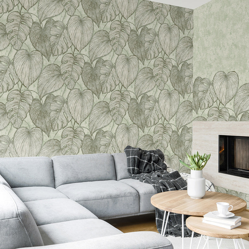26935 Monstera Olive Sage Julie Feels Home Wallpaper By Hohenberger