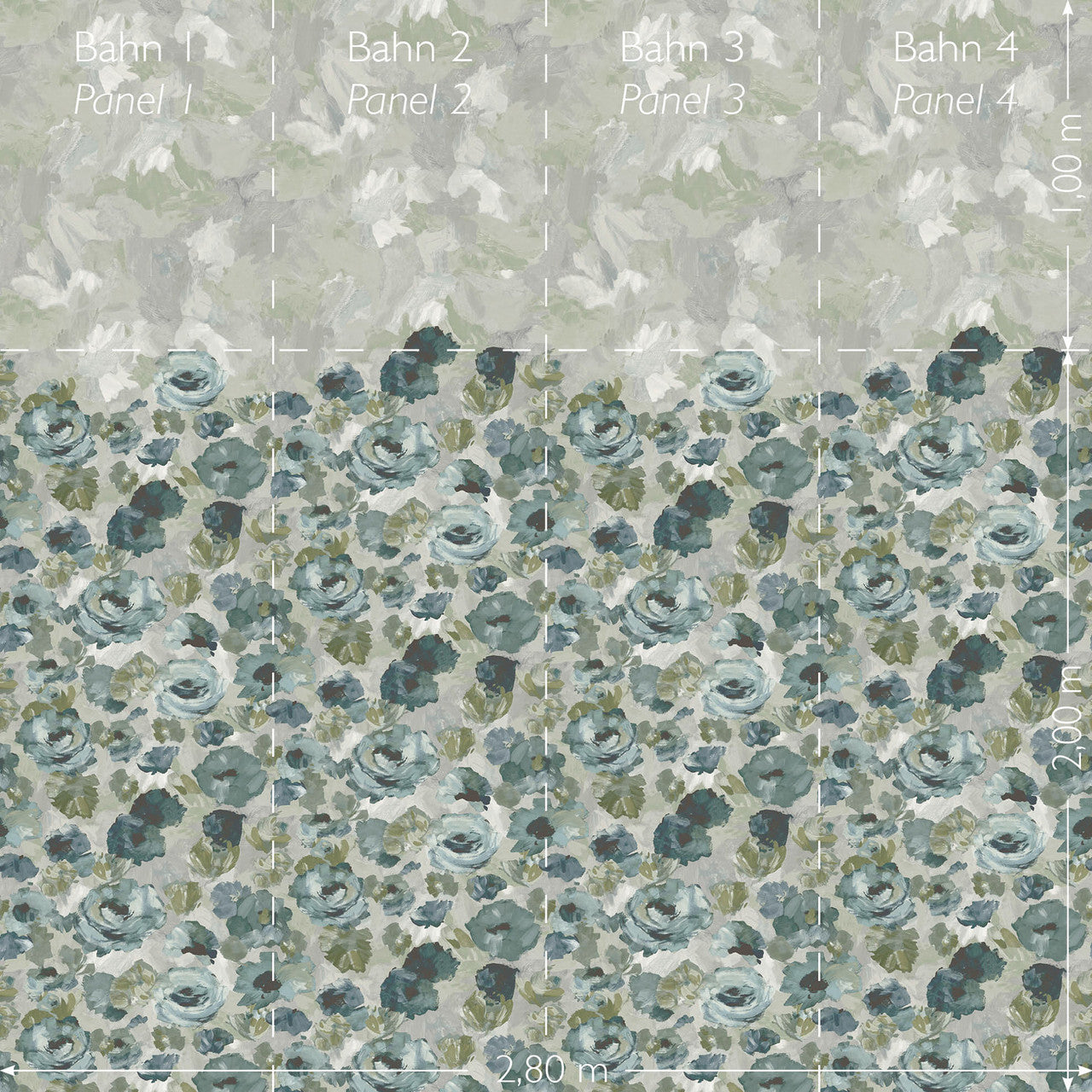 26955 Paeonia Twin Wall Smaragd Grey Julie Feels Home Wall Mural By Hohenberger Galerie