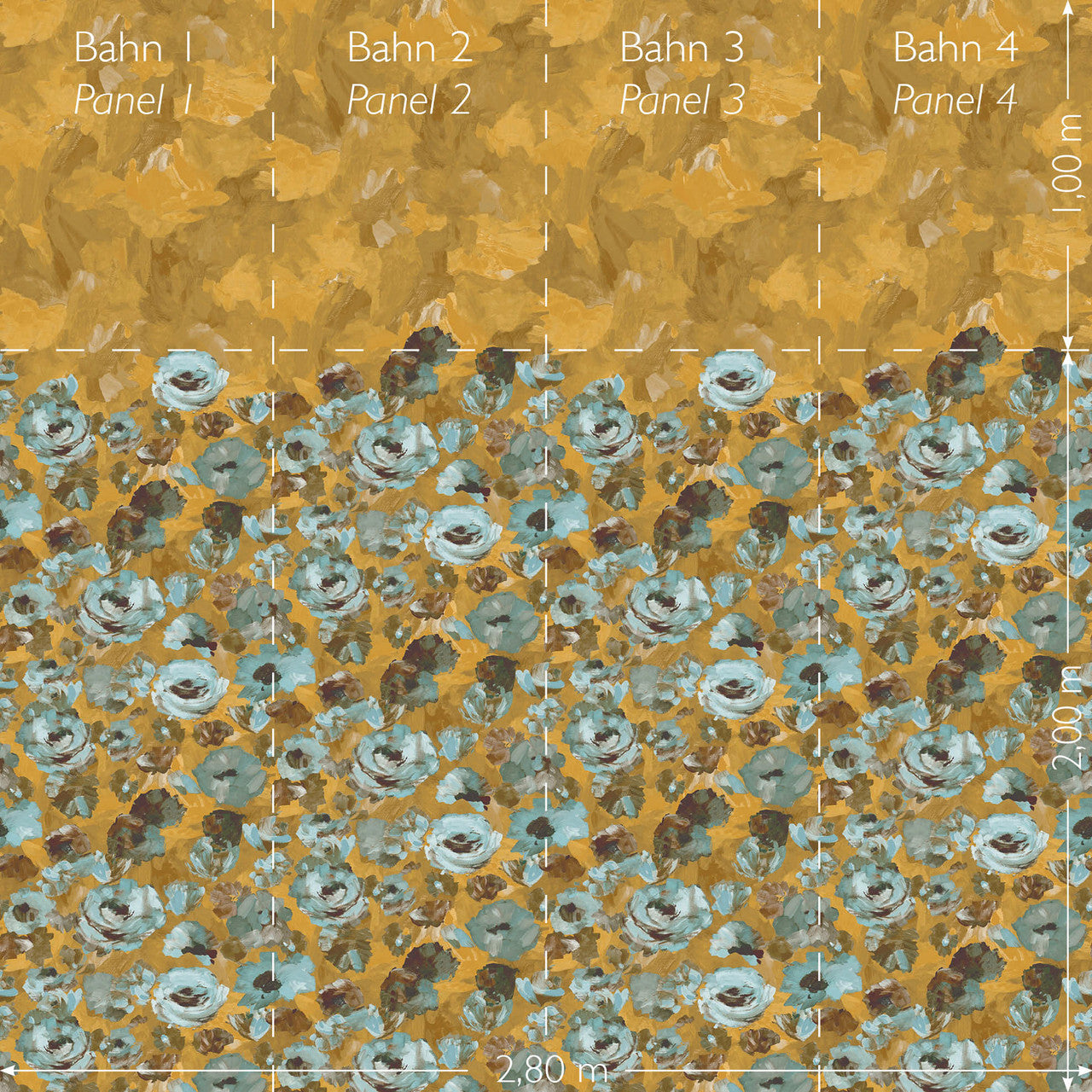 26961 Paeonia Twin Wall Teal Gold Julie Feels Home Wall Mural By Hohenberger