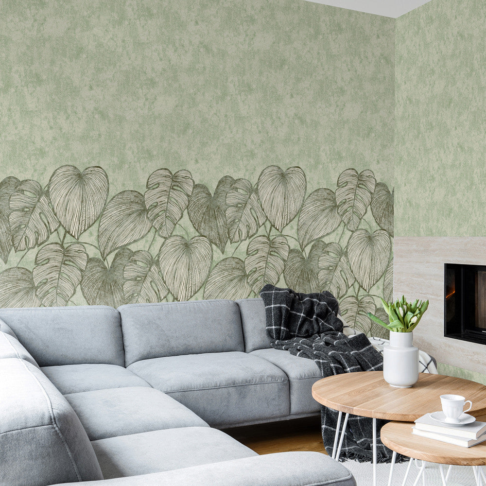 26973 Monstera Twin Wall Olive Sage Julie Feels Home Wall Mural By Hohenberger