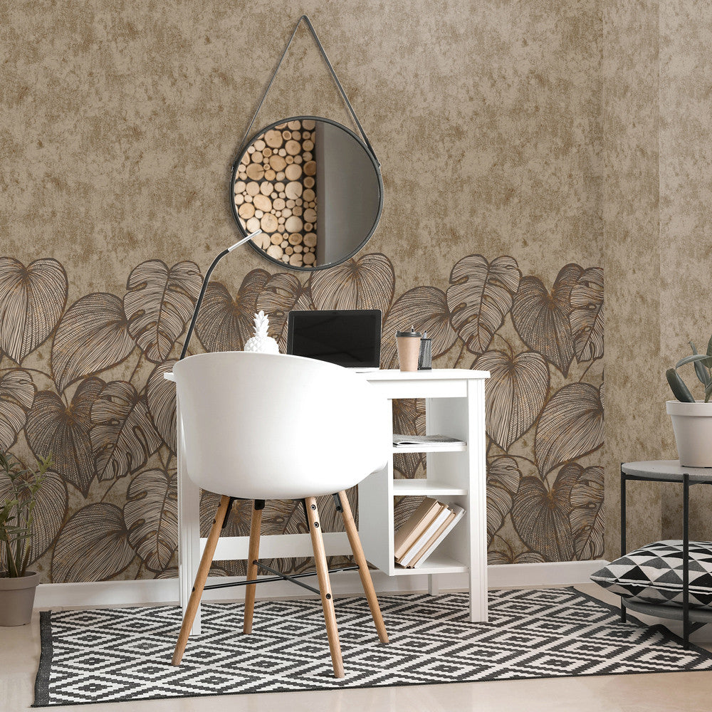 26975 Monstera Twin Wall Black Walnut Julie Feels Home Wallpaper By Hohenberger