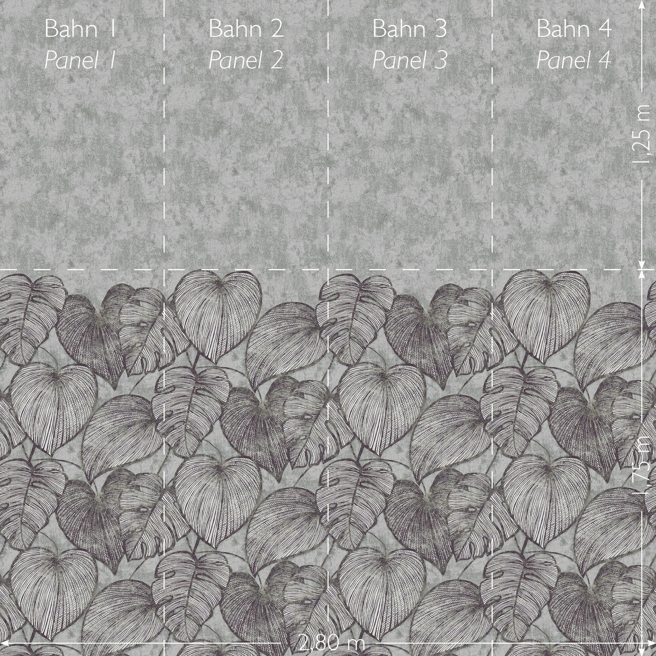 26977 Monstera Twin Wall Black Mid Lead Julie Feels Home Wall Mural By Hohenberger