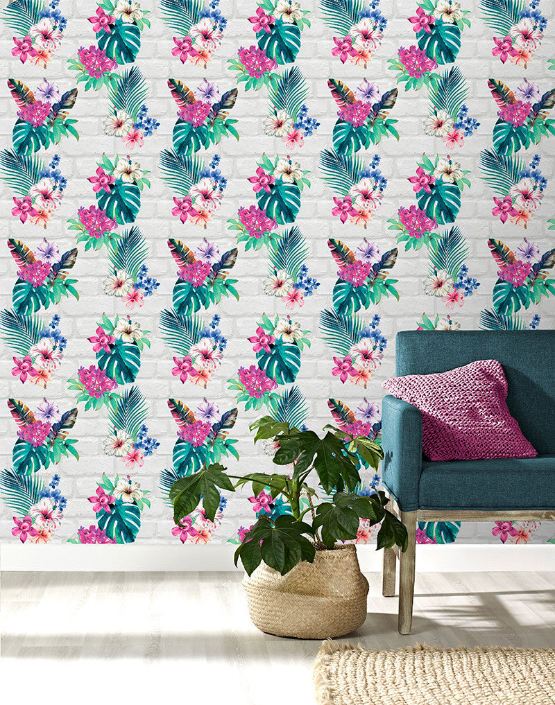 274805 Camden Brick Floral Accessorize Wallpaper