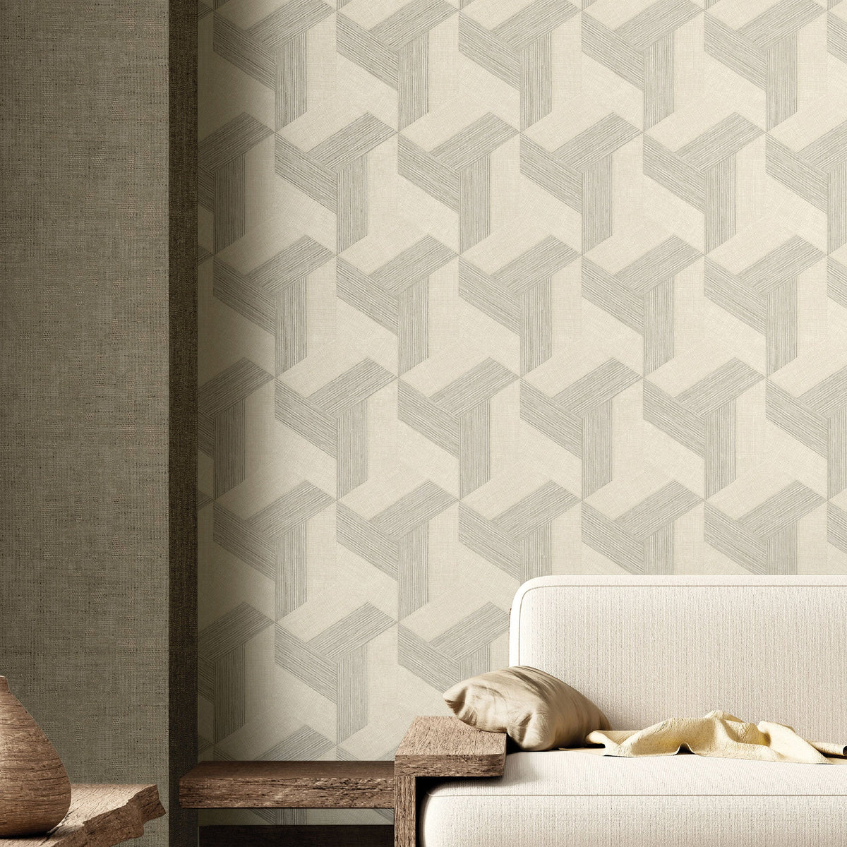 Geometric Beige Synergy Wallpaper by Galerie