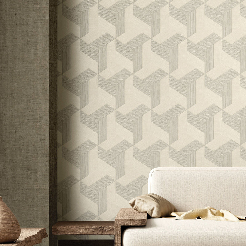 27502 Geometric Beige Wallpaper by Galerie