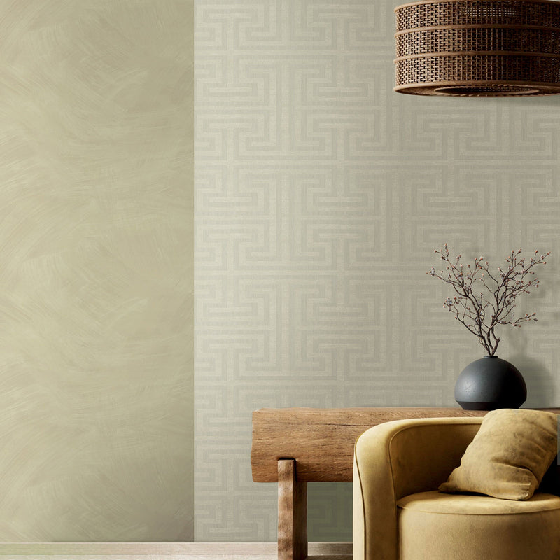 27517 Geometric Maze Silver Grey Wallpaper by Galerie