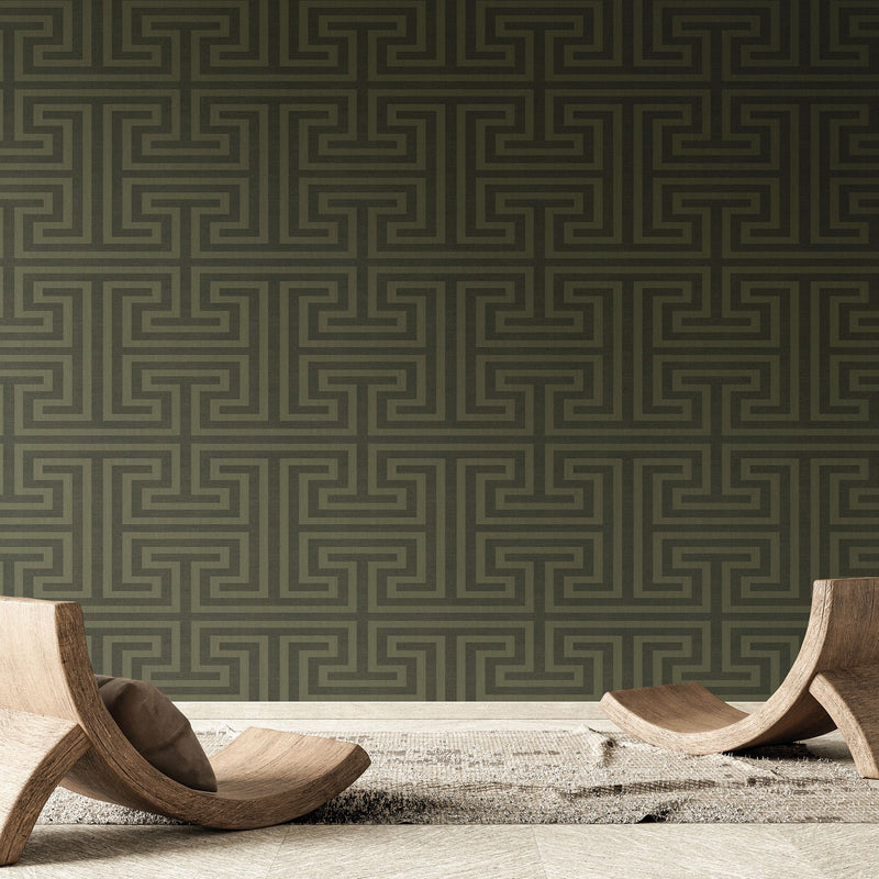 27520 Geometric Maze Silver Grey Wallpaper by Galerie