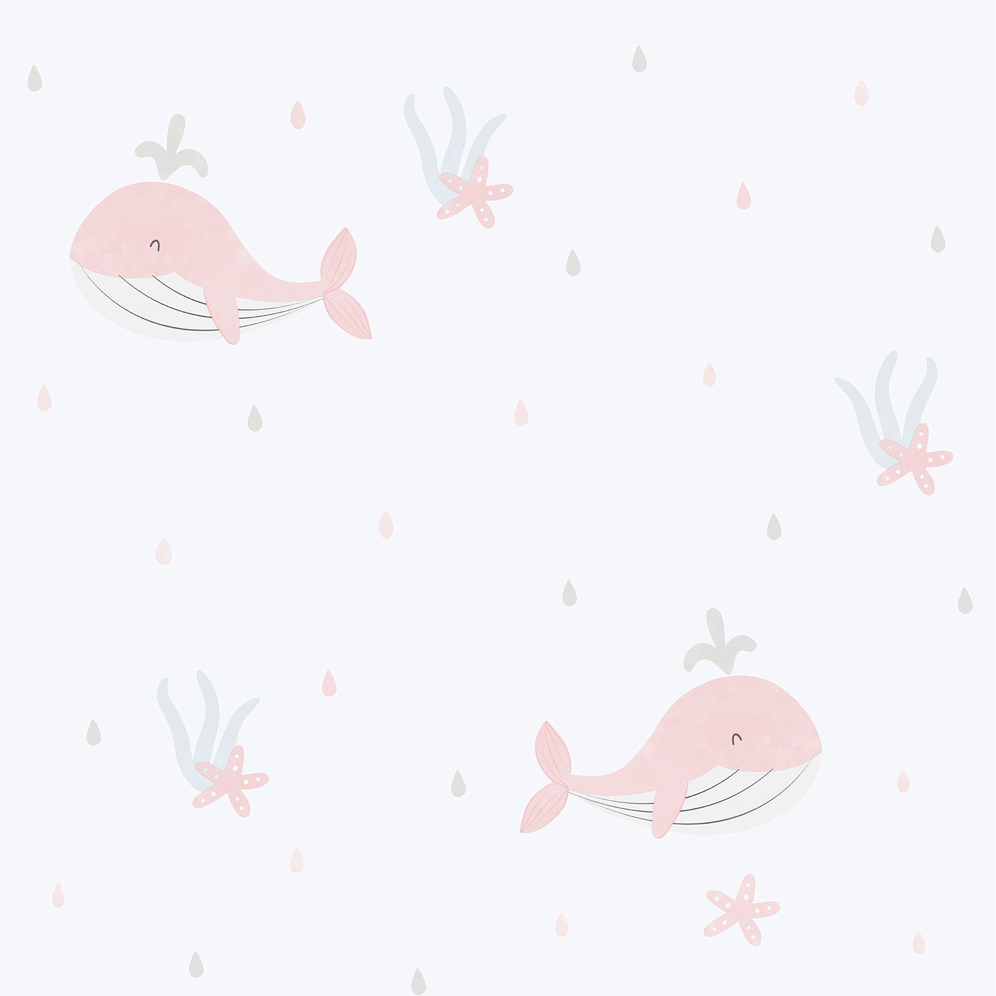 Little Whales Pink Bambino Wallpaper by Galerie