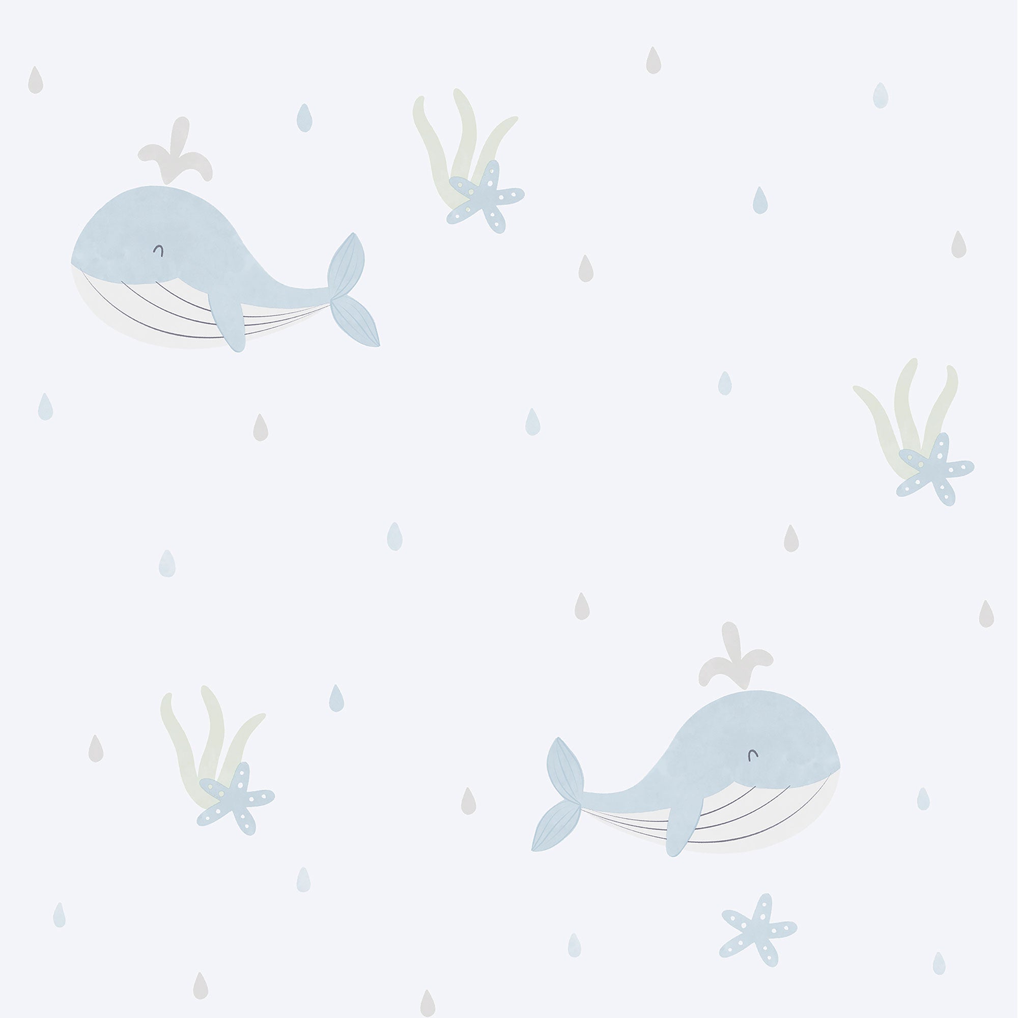Little Whales Blue Bambino Wallpaper by Galerie