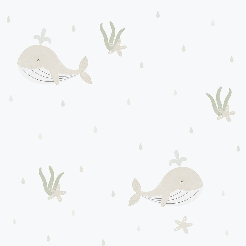 Little Whales Beige/Grey Bambino Wallpaper by Galerie