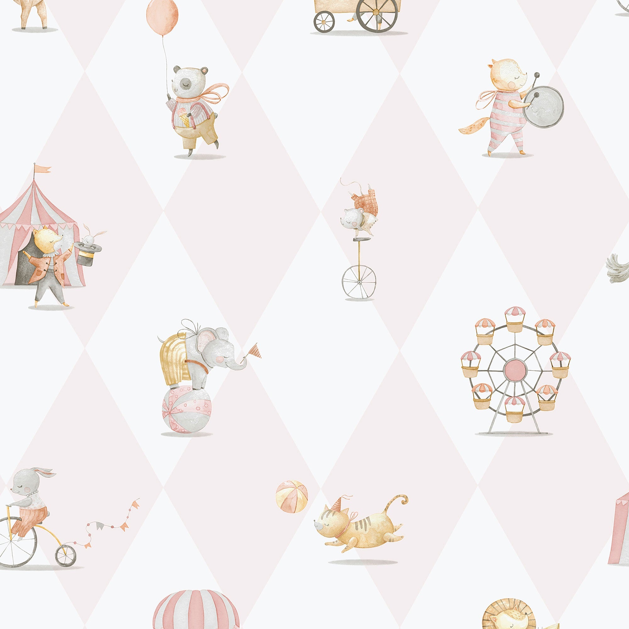 Cirque Pink Bambino Wallpaper by Galerie